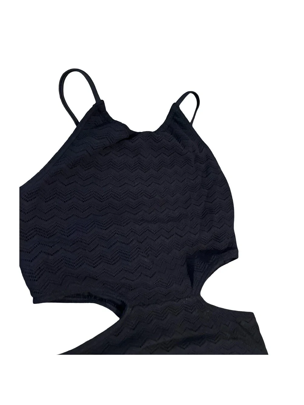 Abercrombie Kids High-Neck Cutout One-Piece Black Swimsuit Size 13/14